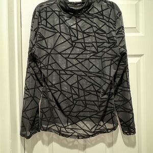 Geometric Sheer Black Long Sleeve Top
